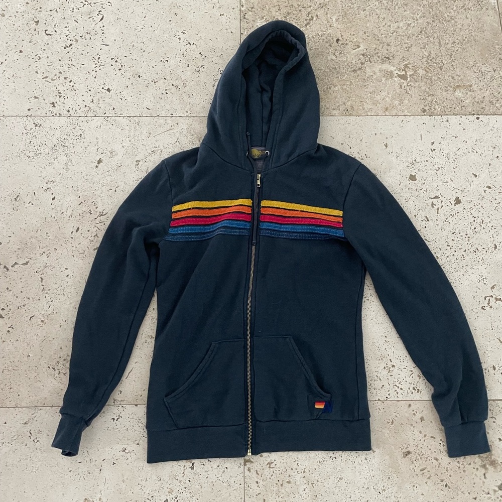 Aviators Nation 5-Striped Zip Up Sweatshirt